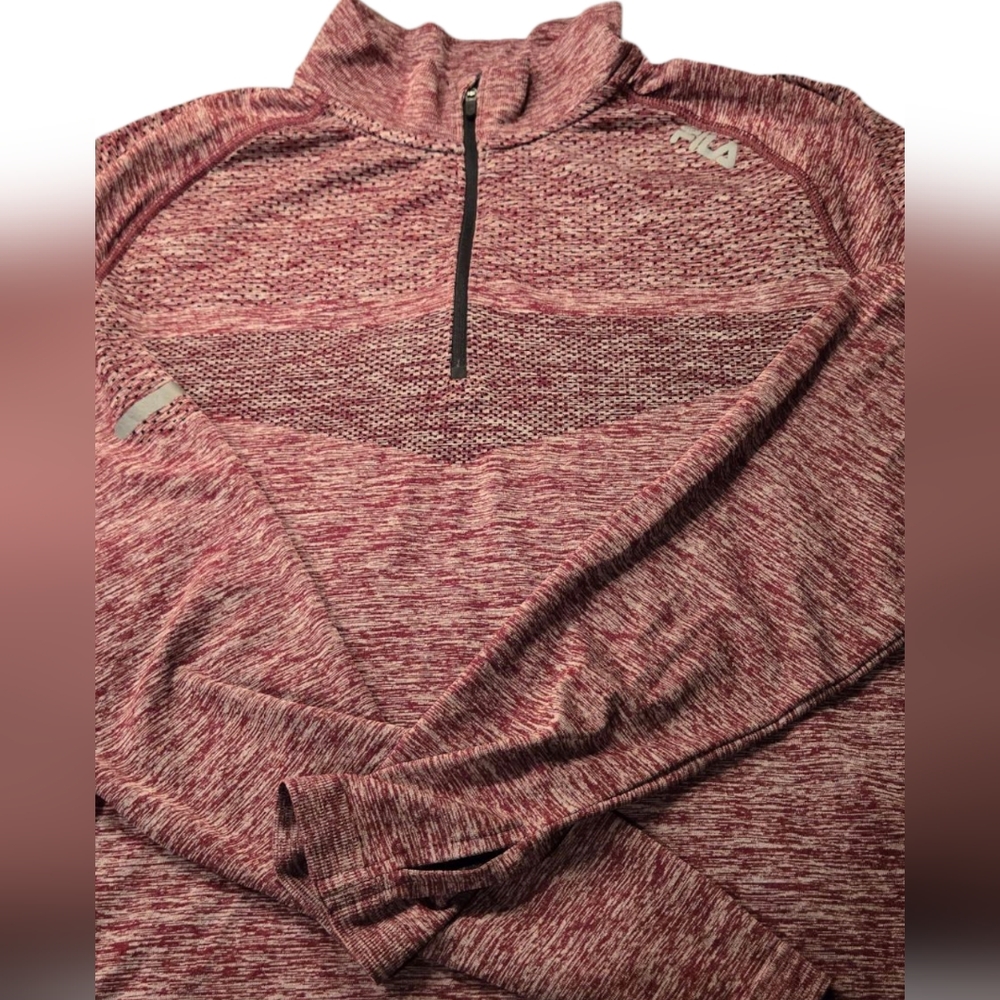 Fila Sport Running , Long Sleeve, Red, Quarter-Zip Pullover, Size XL